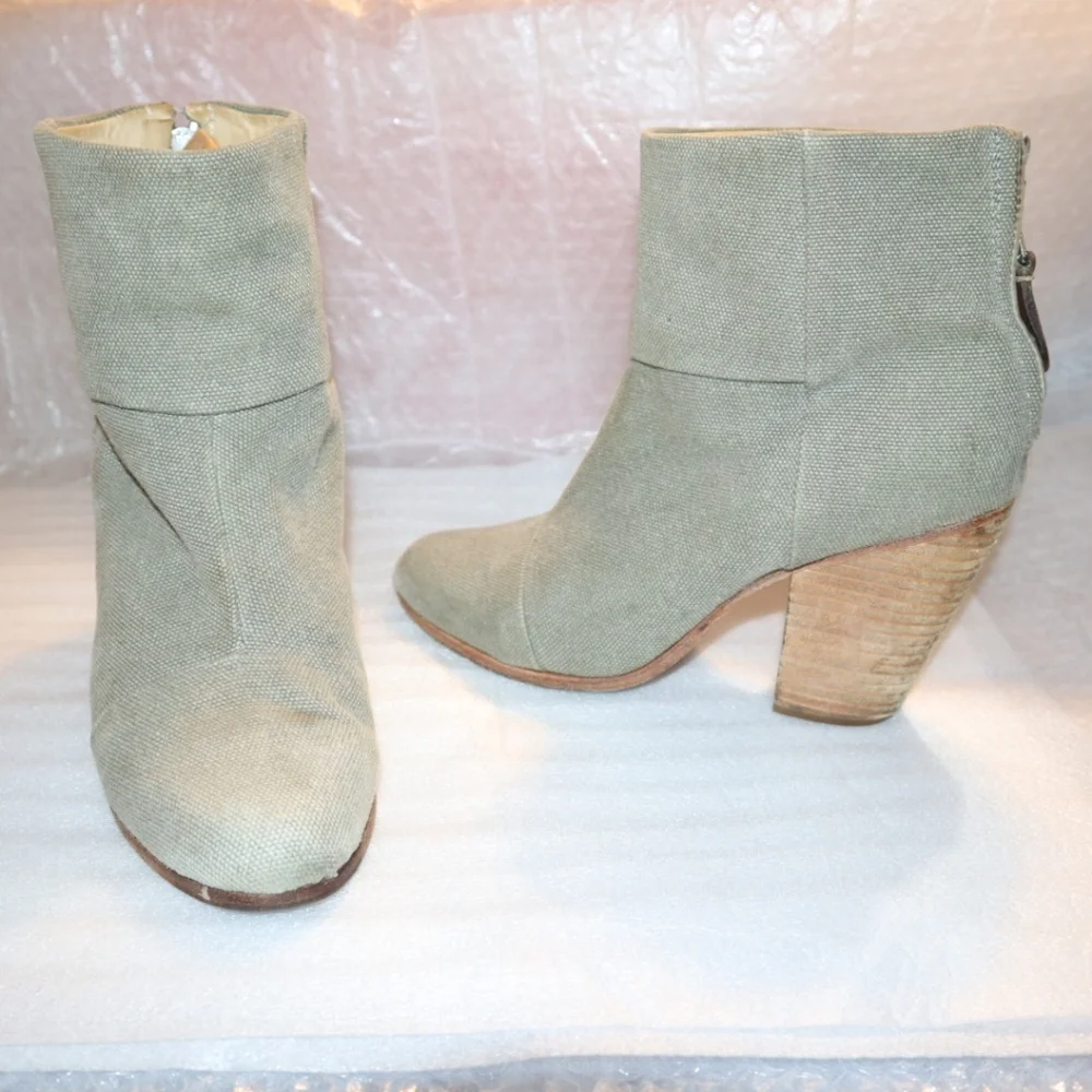 RAG & BONE Stonewall Green Classic Newbury Ankle Boots Size 38 USA 8 - Picture 6 of 9